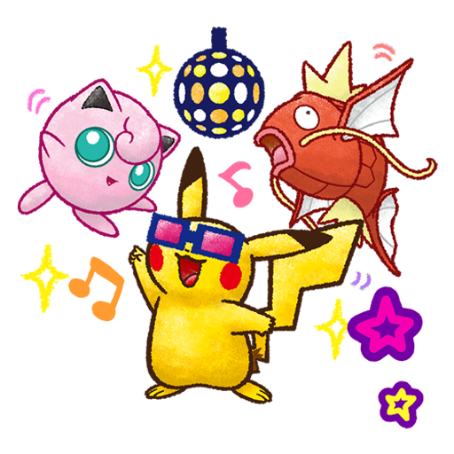 Pokemon dancing around a disco ball.